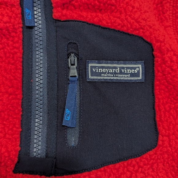 Vineyard Vines Red Boys Sherpa Half Zip Fleece - Picture 4 of 15